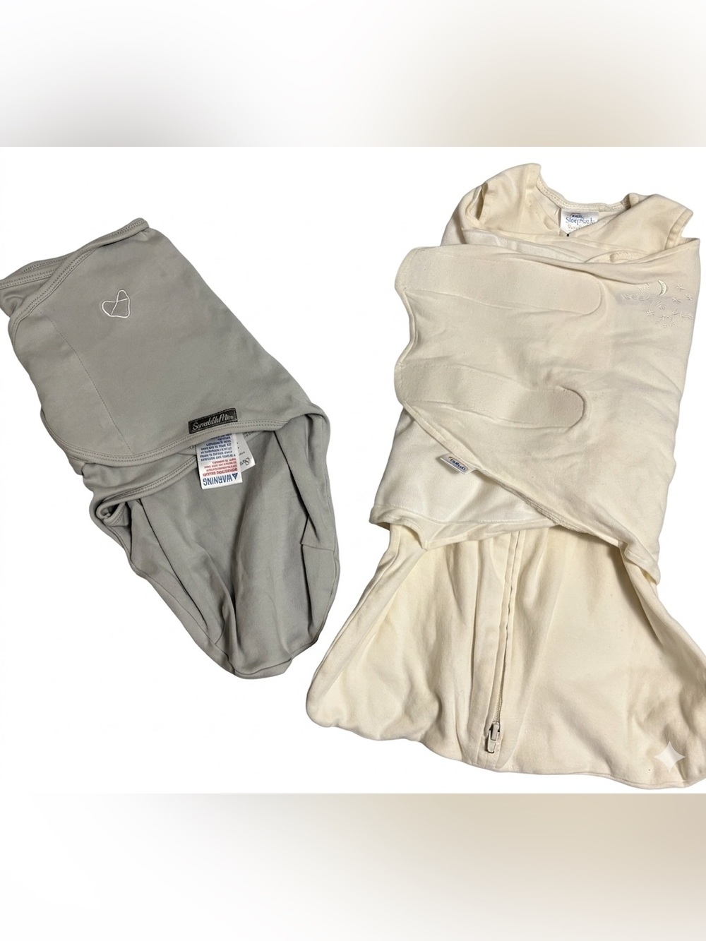 Baby Swaddle Set in Light Gray and Cream